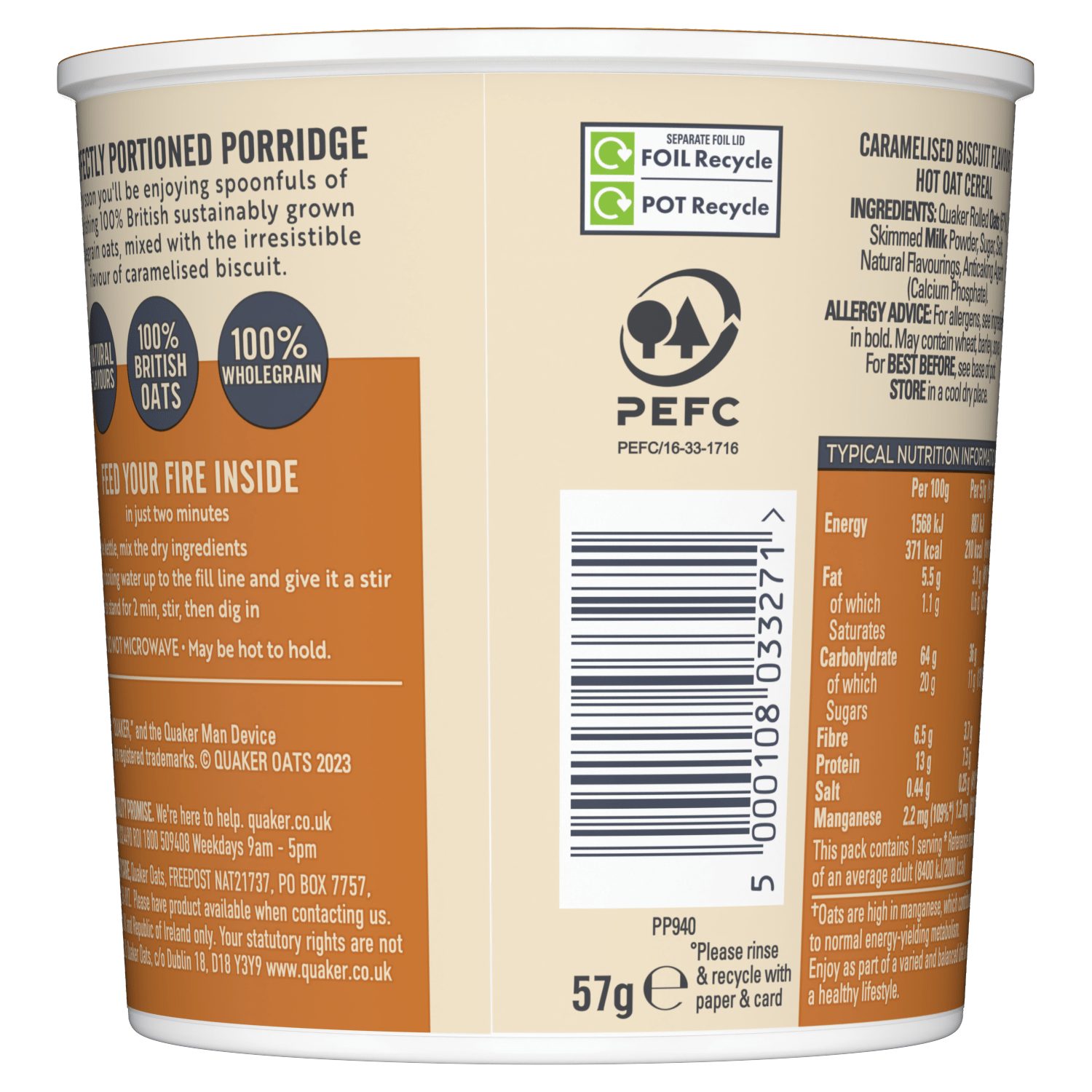 Quaker Caramelised Biscuit Porridge Pot 57g - UK Food & Drink - 5000108033271