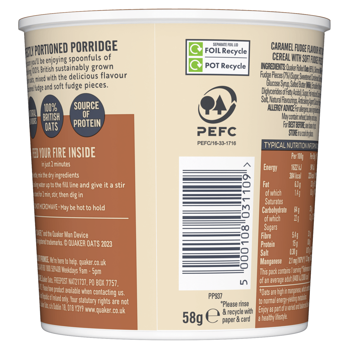 Quaker Heavenly Oats Caramel Fudge Porridge Pot 58g - UK Food & Drink - 5000108031109