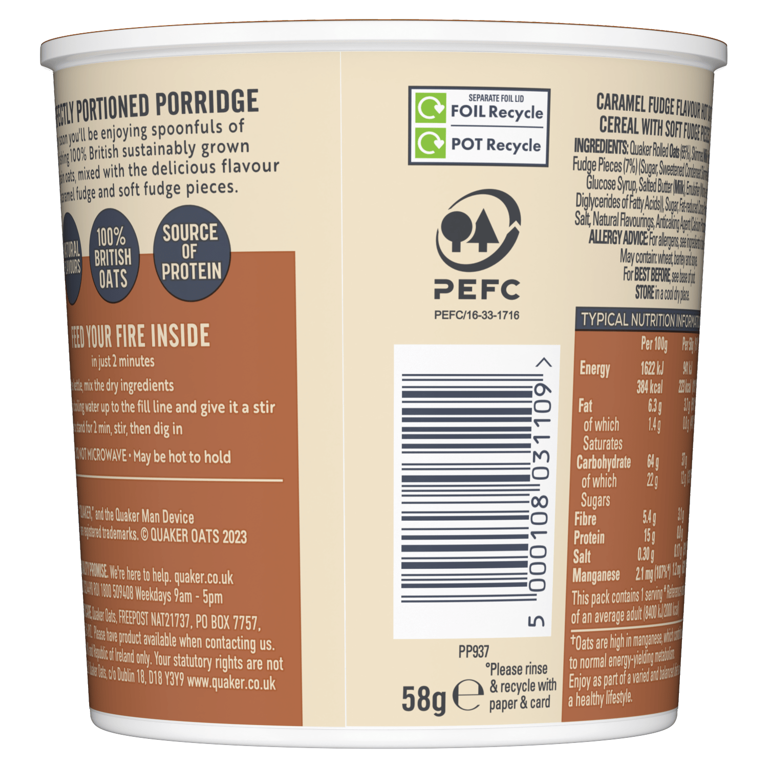 Quaker Heavenly Oats Caramel Fudge Porridge Pot 58g - UK Food & Drink - 5000108031109