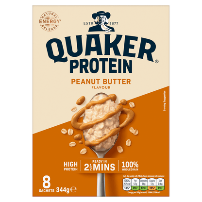 Quaker High in Protein Peanut Butter Porridge Sachets 8x43g - UK Food & Drink - 5000108033561