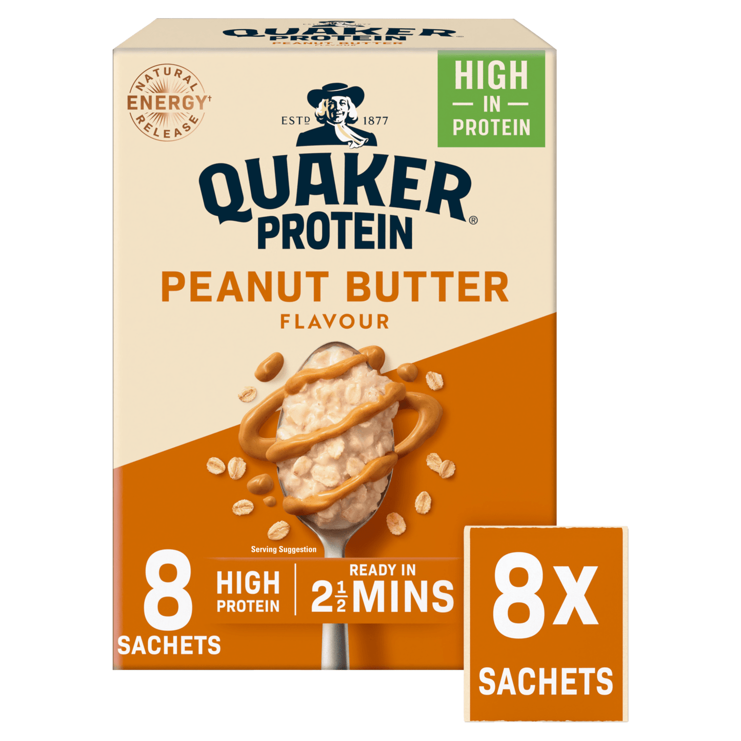 Quaker High in Protein Peanut Butter Porridge Sachets 8x43g - UK Food & Drink - 5000108033561