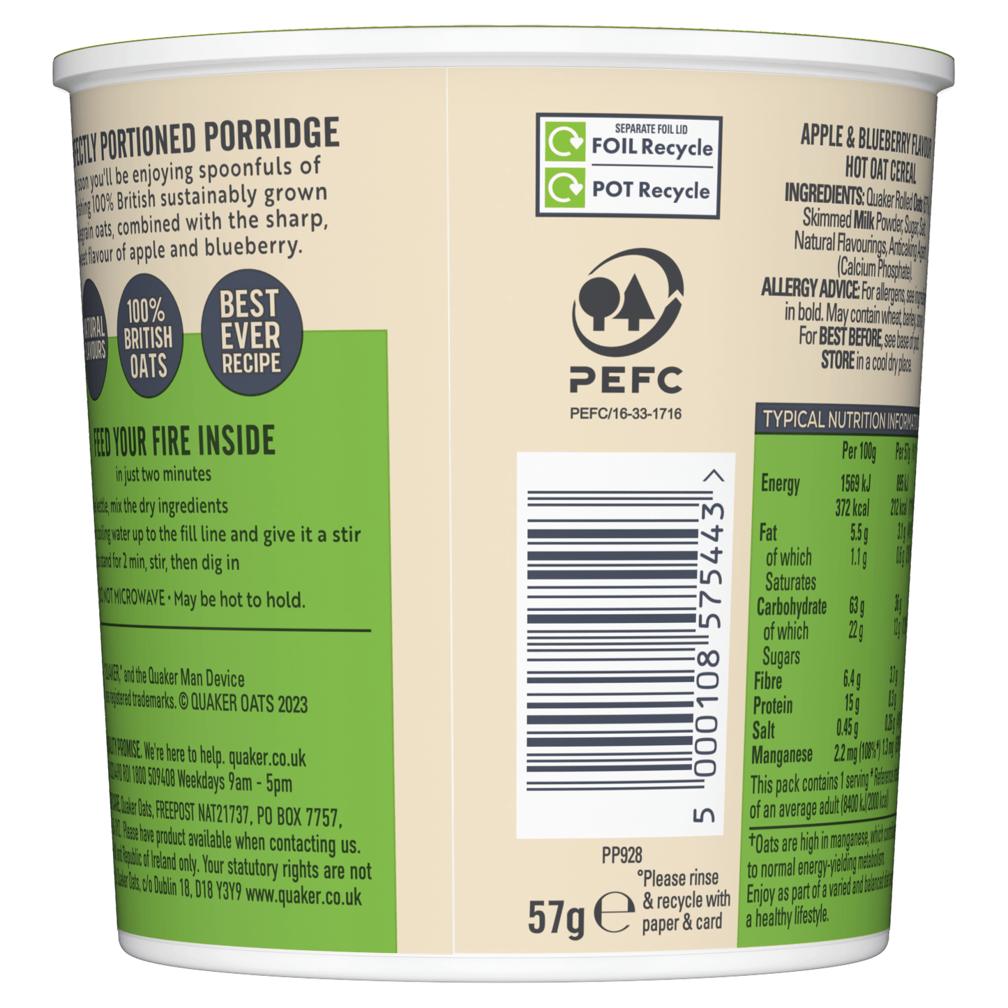 Quaker Oat So Simple Apple & Blueberry Porridge Pot 57g - UK Food & Drink - 5000108575443