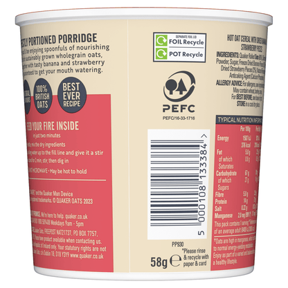 Quaker Oat So Simple Banana & Strawberry Porridge Pot 58g - UK Food & Drink - 5000108133384