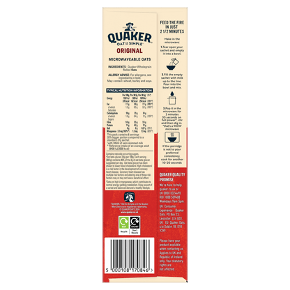 Quaker Oat So Simple Big Bowl Original Porridge Sachets 6x38.5g - UK Food & Drink - 5000108170846