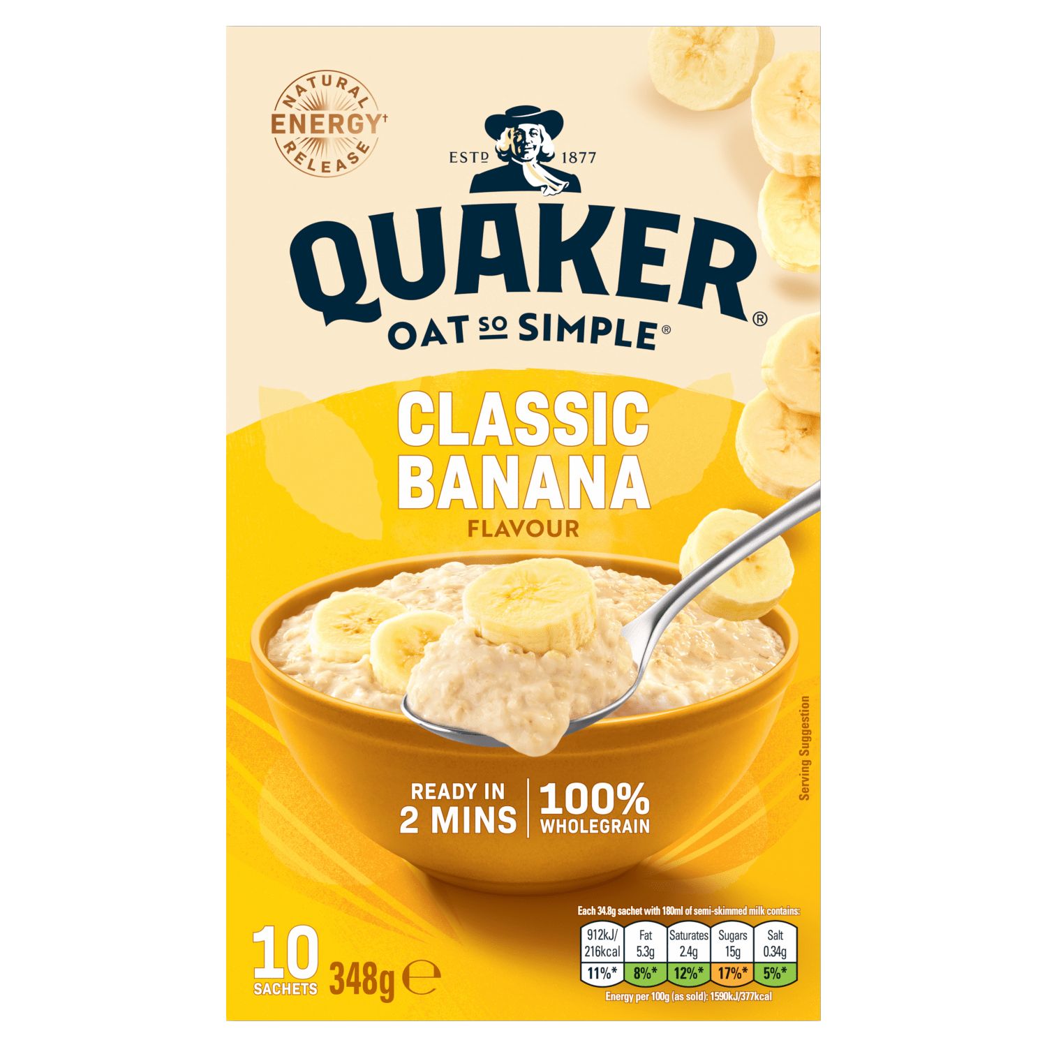 Quaker Oat So Simple Classic Banana Porridge Sachets 10x34.8g - UK Food & Drink - 5000108241584