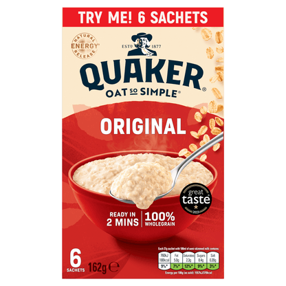 Quaker Oat So Simple Original Porridge Sachets 6 x 27g - UK Food & Drink - 5000108031710