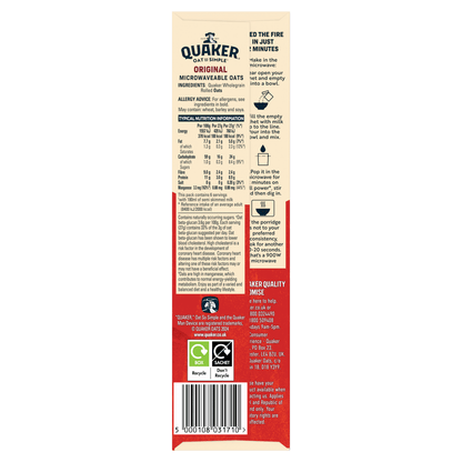 Quaker Oat So Simple Original Porridge Sachets 6 x 27g - UK Food & Drink - 5000108031710