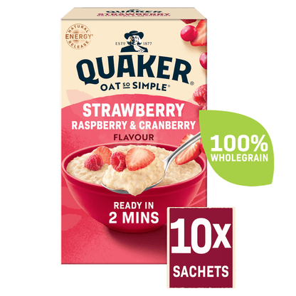 Quaker Oat So Simple Strawberry, Raspberry & Cranberry Porridge Sachets 10x33.9g - UK Food & Drink - 5000108357841