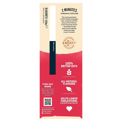 Quaker Oat So Simple Strawberry, Raspberry & Cranberry Porridge Sachets 10x33.9g - UK Food & Drink - 5000108357841