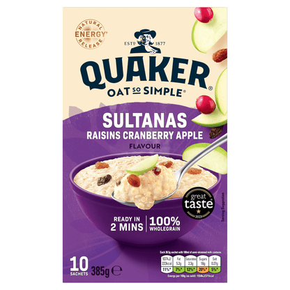 Quaker Oat So Simple Sultanas & Raisins Porridge Sachets 10x38.5g - UK Food & Drink - 5000108030591