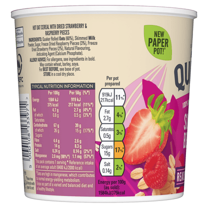 Quaker Oat So Simple Summer Berries Porridge Pot 58g - UK Food & Drink - 5000108133971