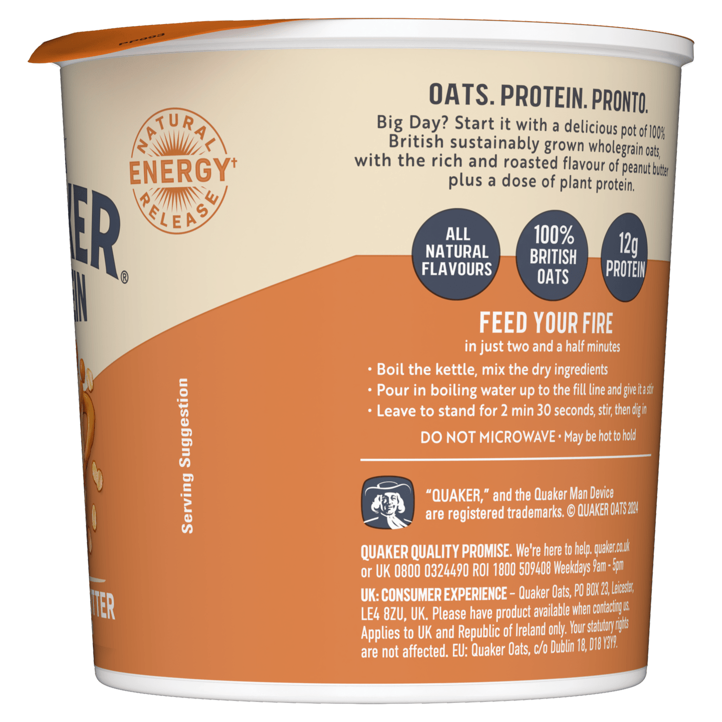 Quaker Oats High Protein Peanut Butter Porridge Pot 59g - UK Food & Drink - 5000108033677