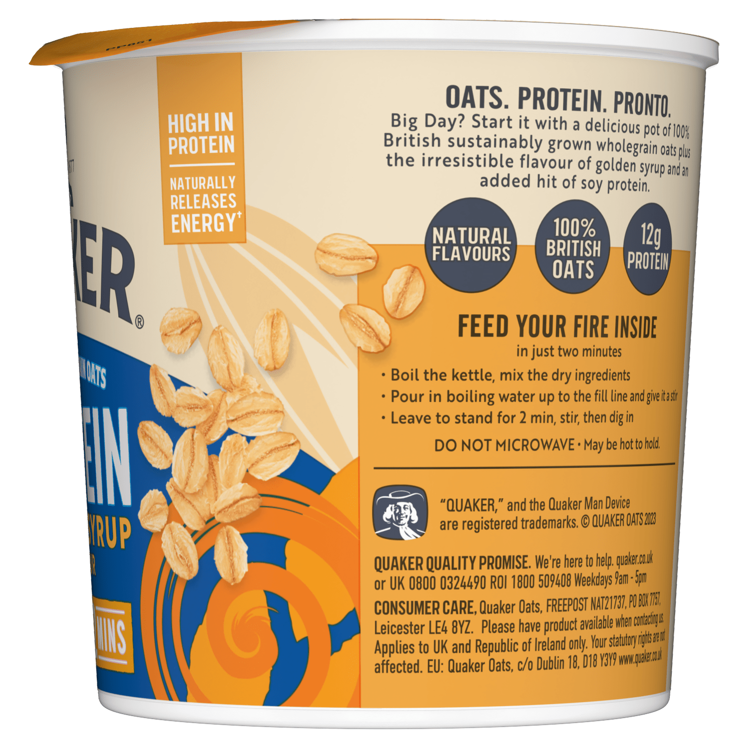 Quaker Oats Protein Golden Syrup Porridge Pot 63g - UK Food & Drink - 5000108974208