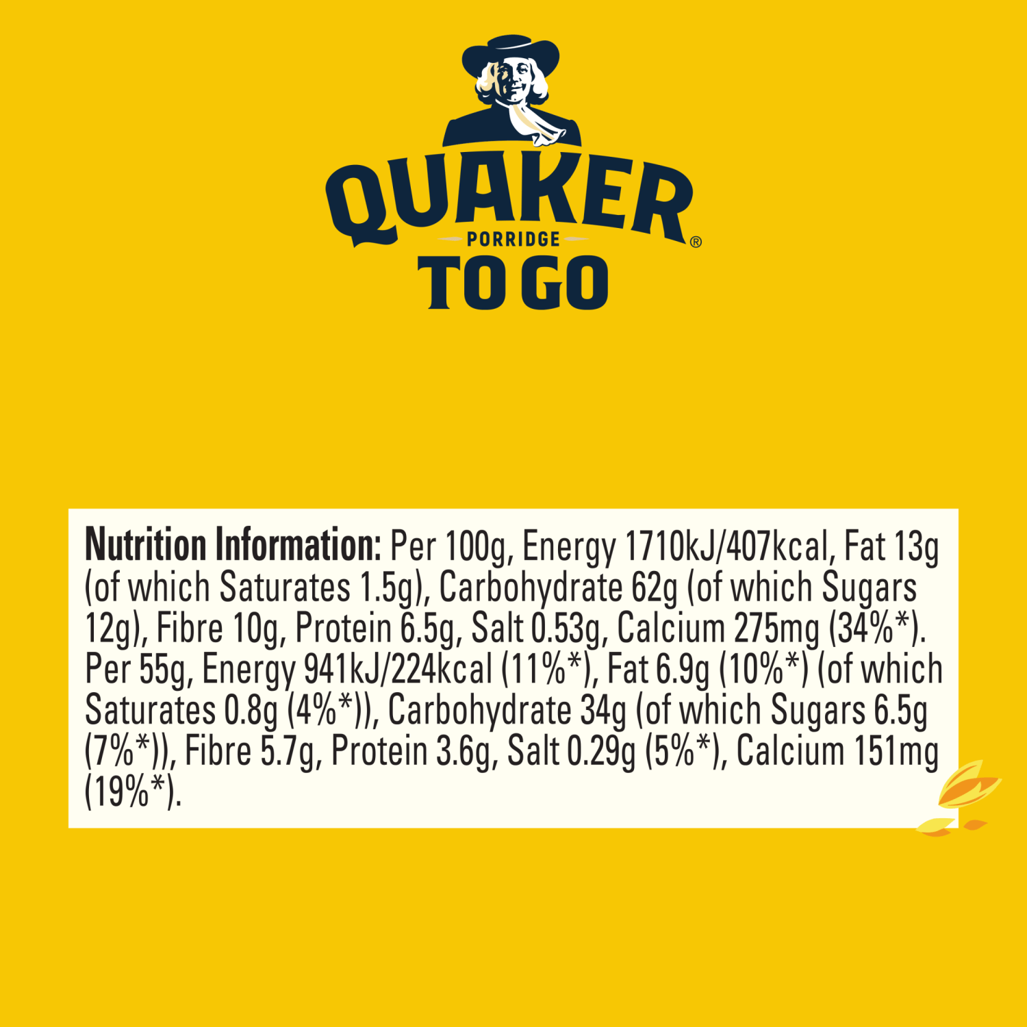 Quaker Porridge To Go Golden Syrup Breakfast Bar 55g - UK Food & Drink - 5000108763291