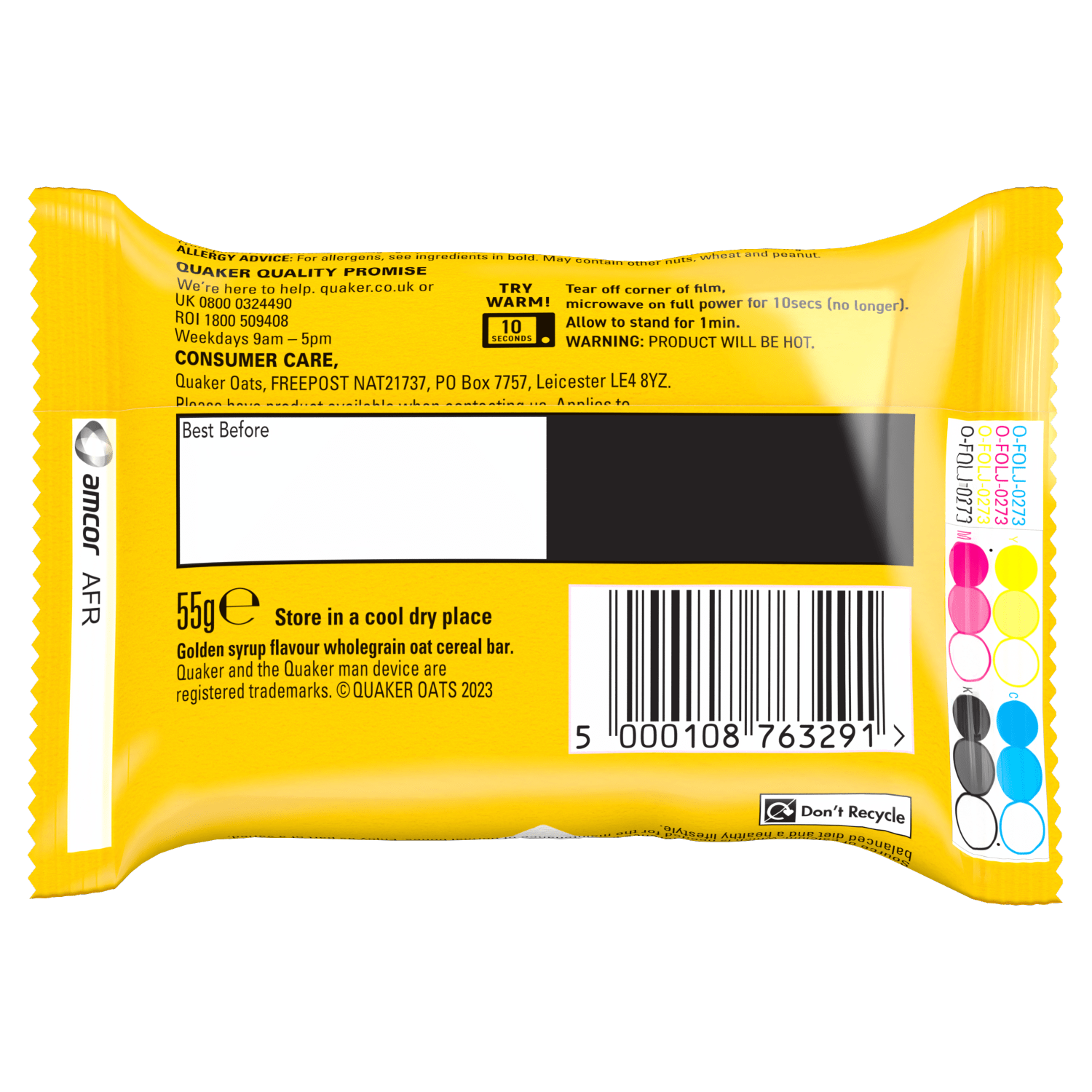 Quaker Porridge To Go Golden Syrup Breakfast Bar 55g - UK Food & Drink - 5000108763291