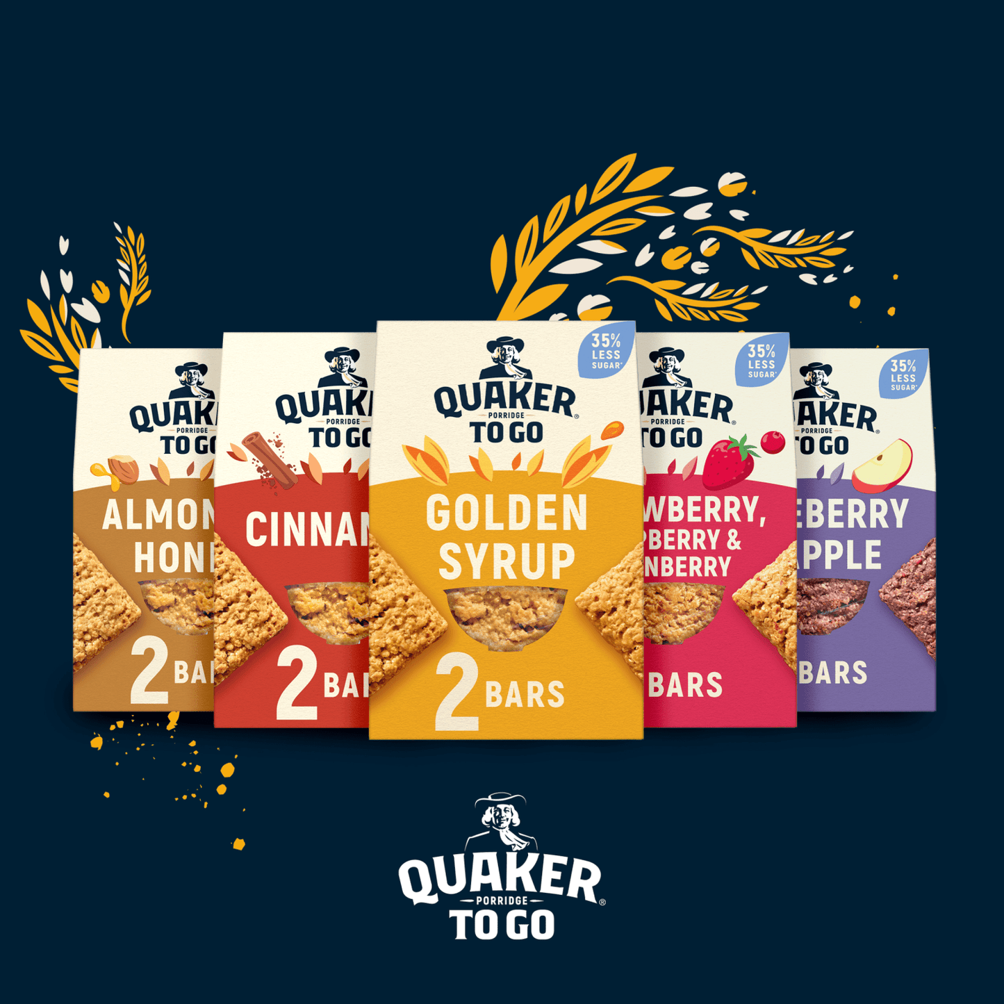 Quaker Porridge To Go Golden Syrup Breakfast Bars 2x55g - UK Food & Drink - 5000108763024