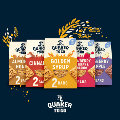 Quaker Porridge To Go Golden Syrup Breakfast Bars 2x55g - UK Food & Drink - 5000108763024