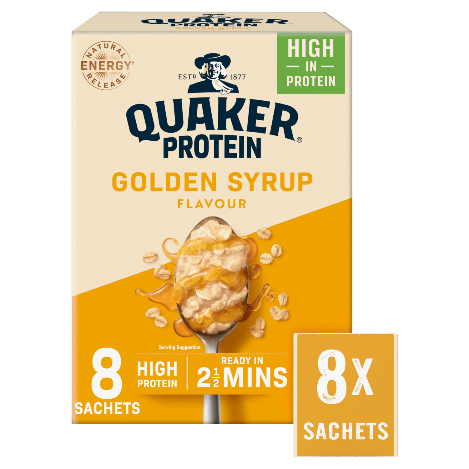 Quaker Protein Golden Syrup Porridge Sachets Oat so Simple 8x43g - UK Food & Drink - 5000108982272