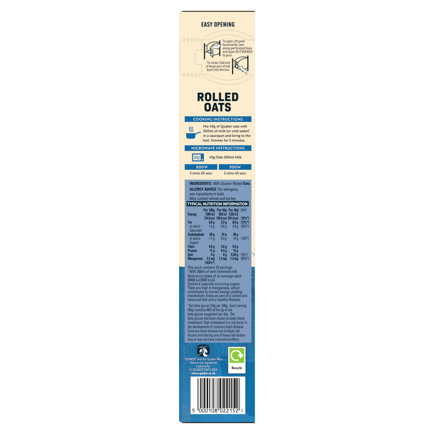 Quaker Rolled Porridge Oats 1kg - UK Food & Drink - 5000108022152