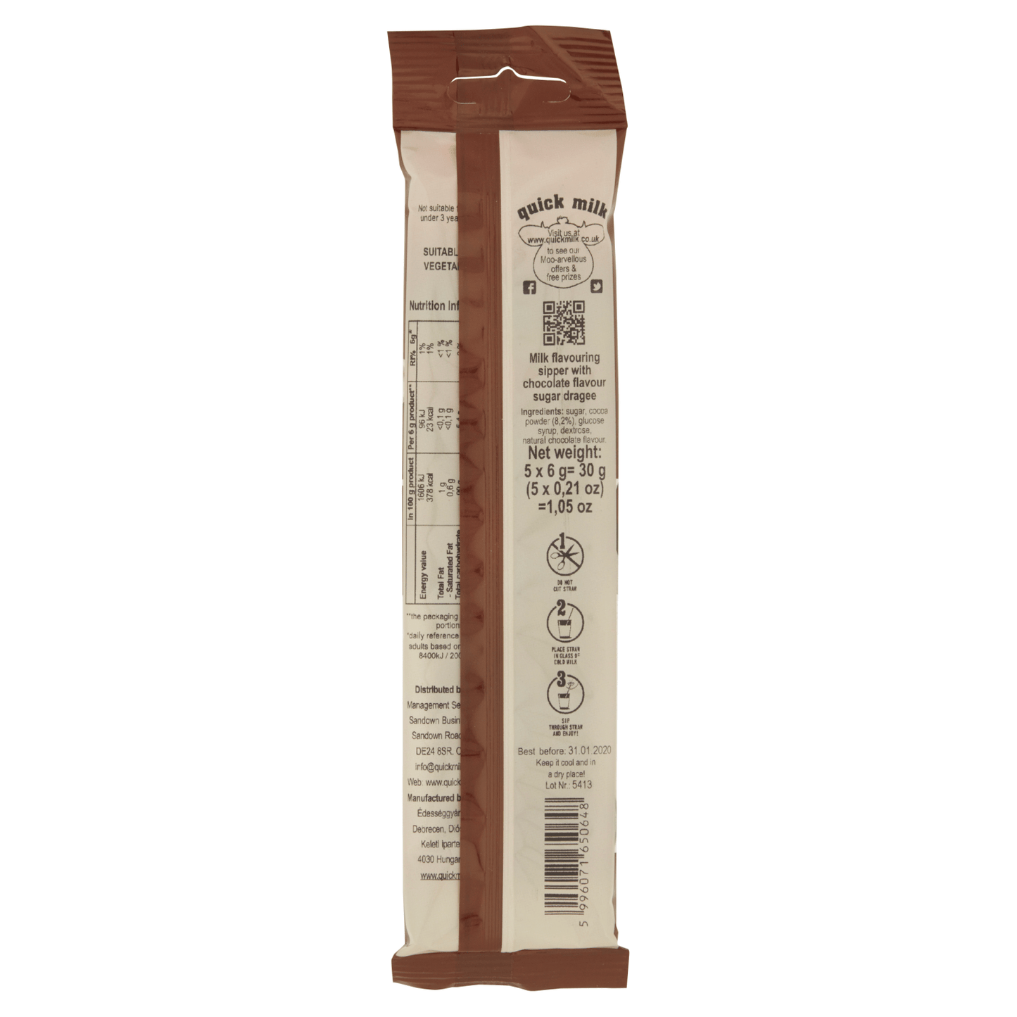 Quick Milk Magic Sipper Chocolate Flavour 5 x 6g (30g) - UK Food & Drink - 5996071650648