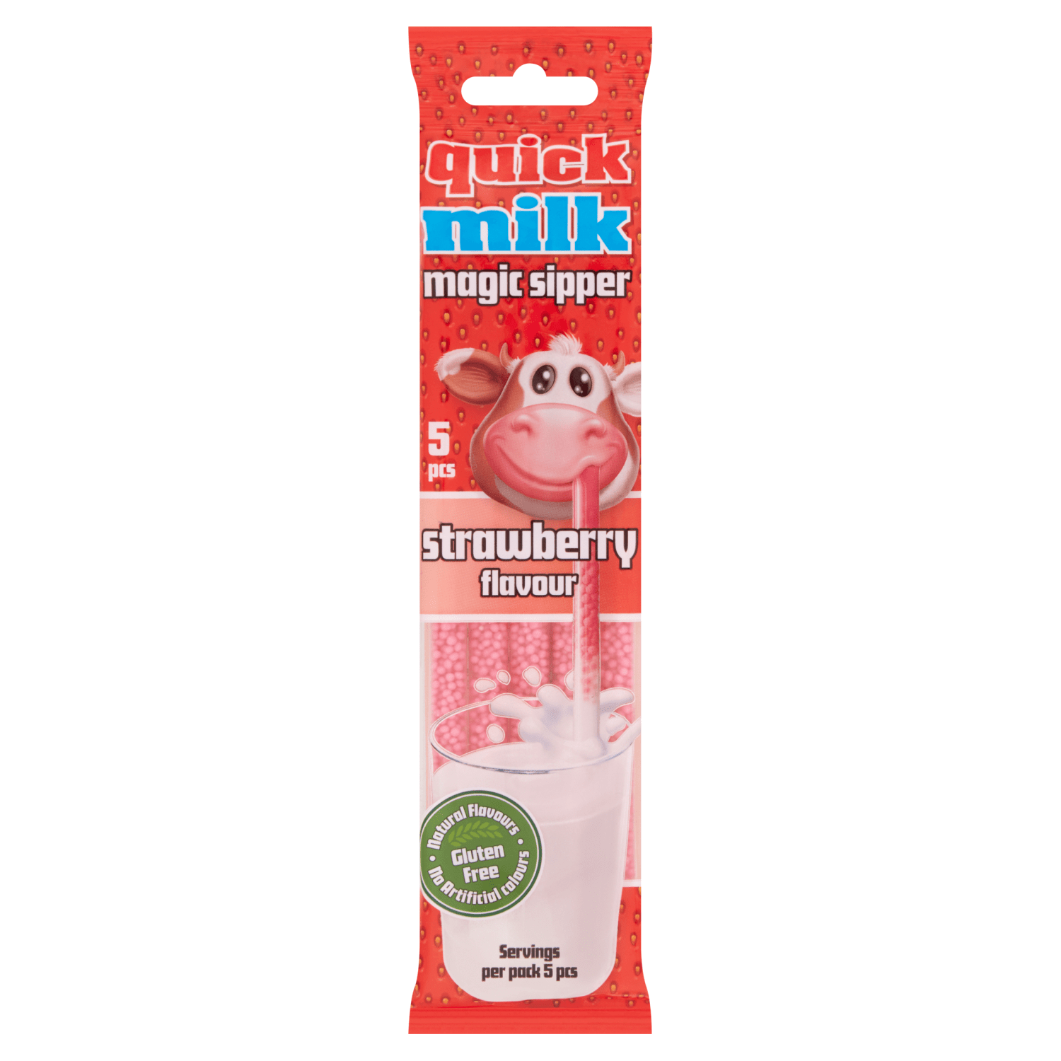Quick Milk Magic Sipper Strawberry Flavour 5 x 6g (30g) - UK Food & Drink - 5996071650655