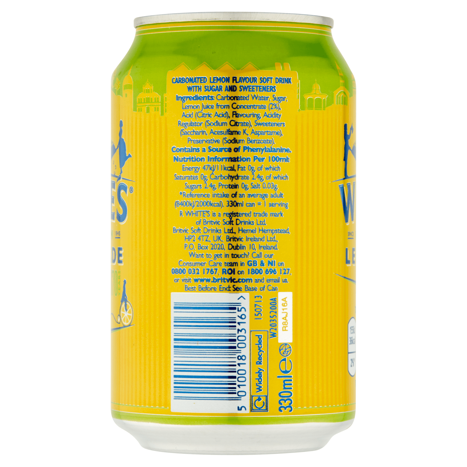 R Whites Premium Lemonade 330ml - UK Food & Drink - 5010018003165