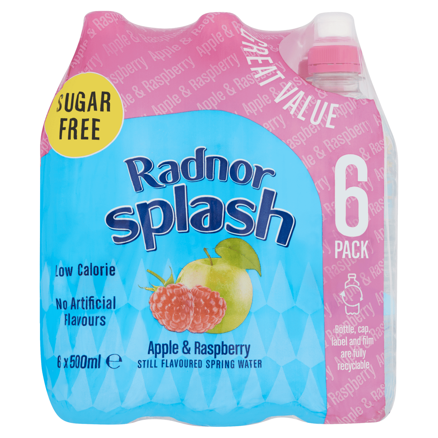 Radnor Splash Apple & Raspberry Still Flavoured Spring Water 6 x 500ml - UK Food & Drink - 5026109009770