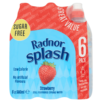 Radnor Splash Strawberry Still Flavoured Spring Water 6 x 500ml - UK Food & Drink - 5026109006557