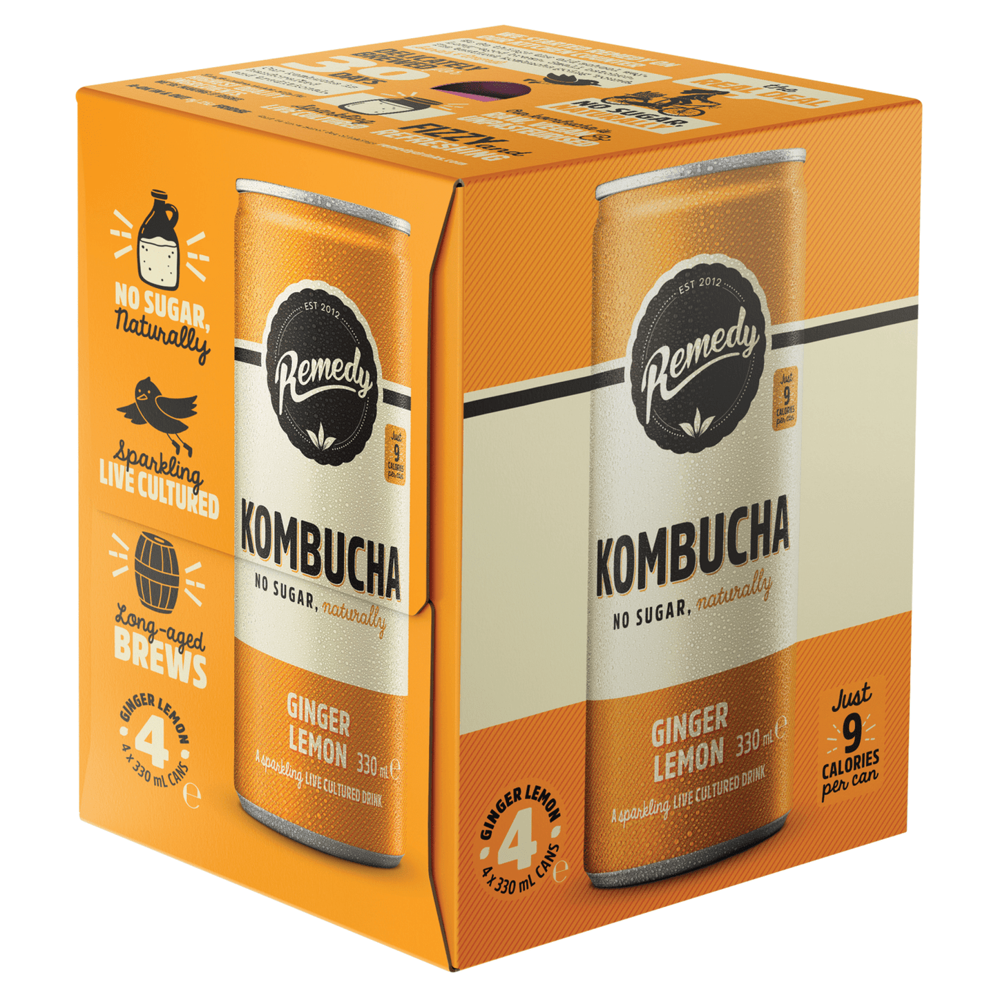 Remedy Kombucha Ginger Lemon 4 x 330 ml - UK Food & Drink - 9350271002045