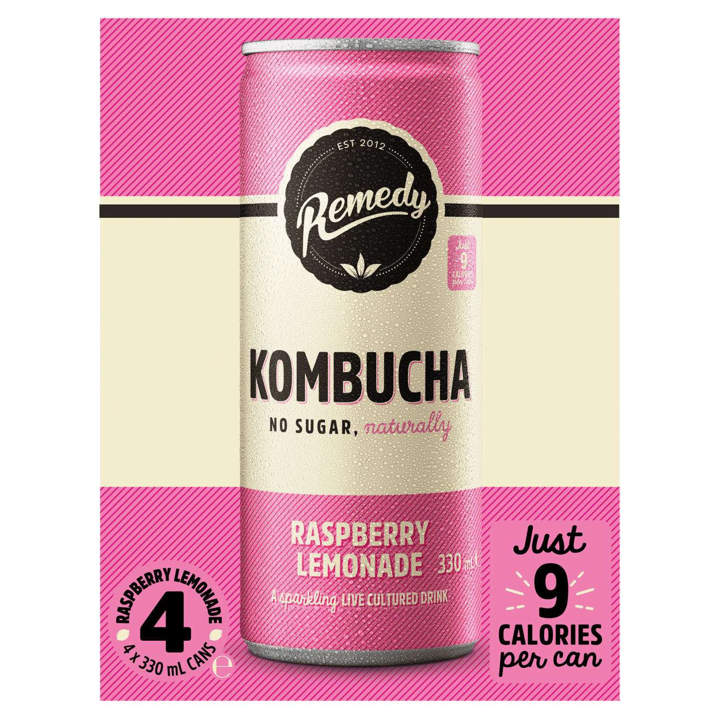 Remedy Kombucha Raspberry Lemonade 4 x 330ml - UK Food & Drink - 9350271002052