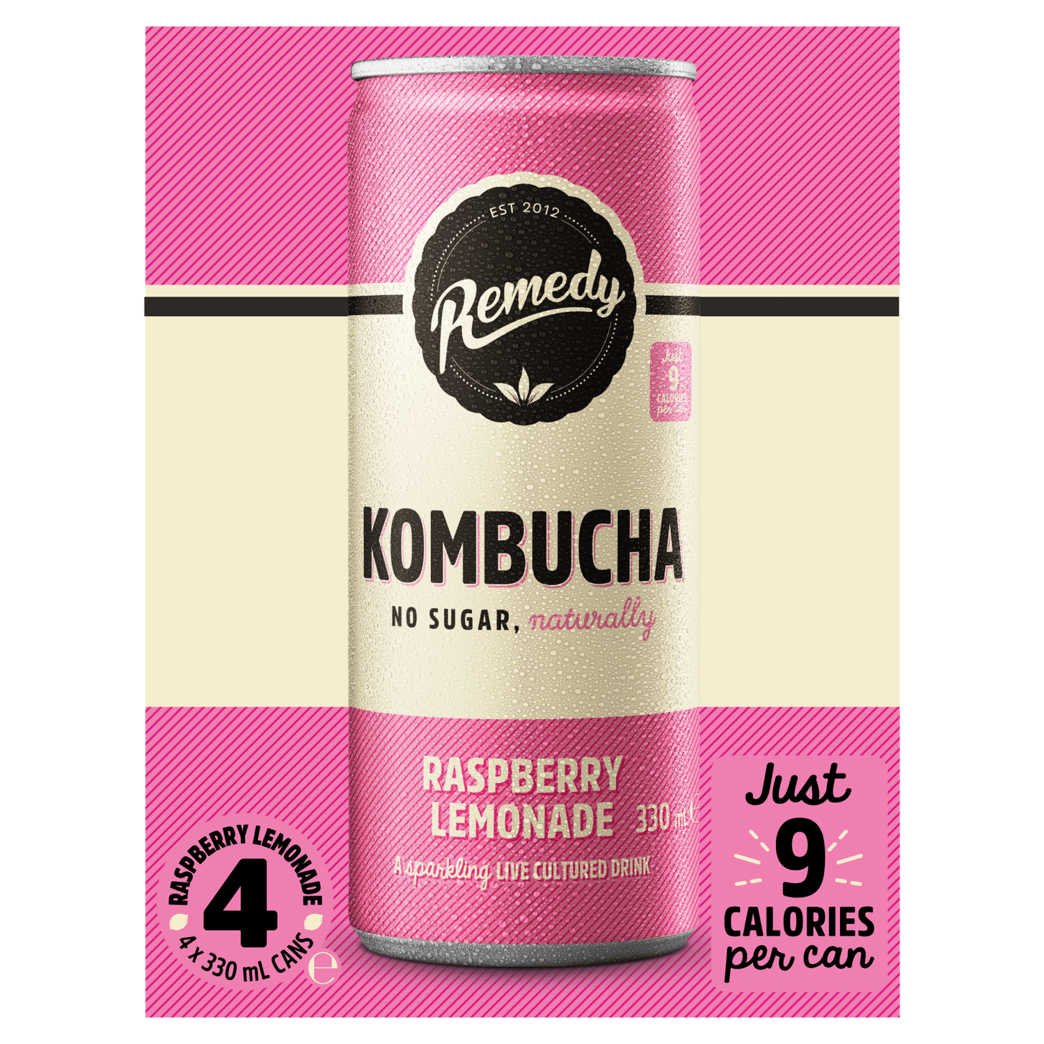 Remedy Kombucha Raspberry Lemonade 4 x 330ml - UK Food & Drink - 9350271002052