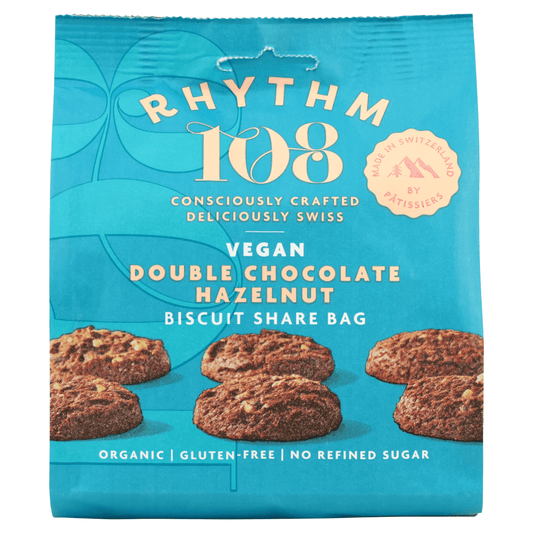 Rhythm 108 Double Chocolate Hazelnut Biscuit Share Bag 135g - UK Food & Drink - 7640155340502