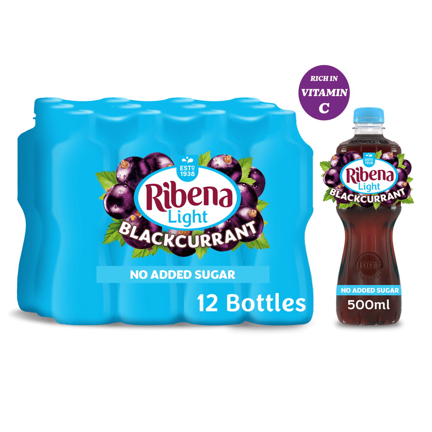 Ribena Blackcurrant Juice Drink No Added Sugar 500ml - UK Food & Drink - 5054267002340