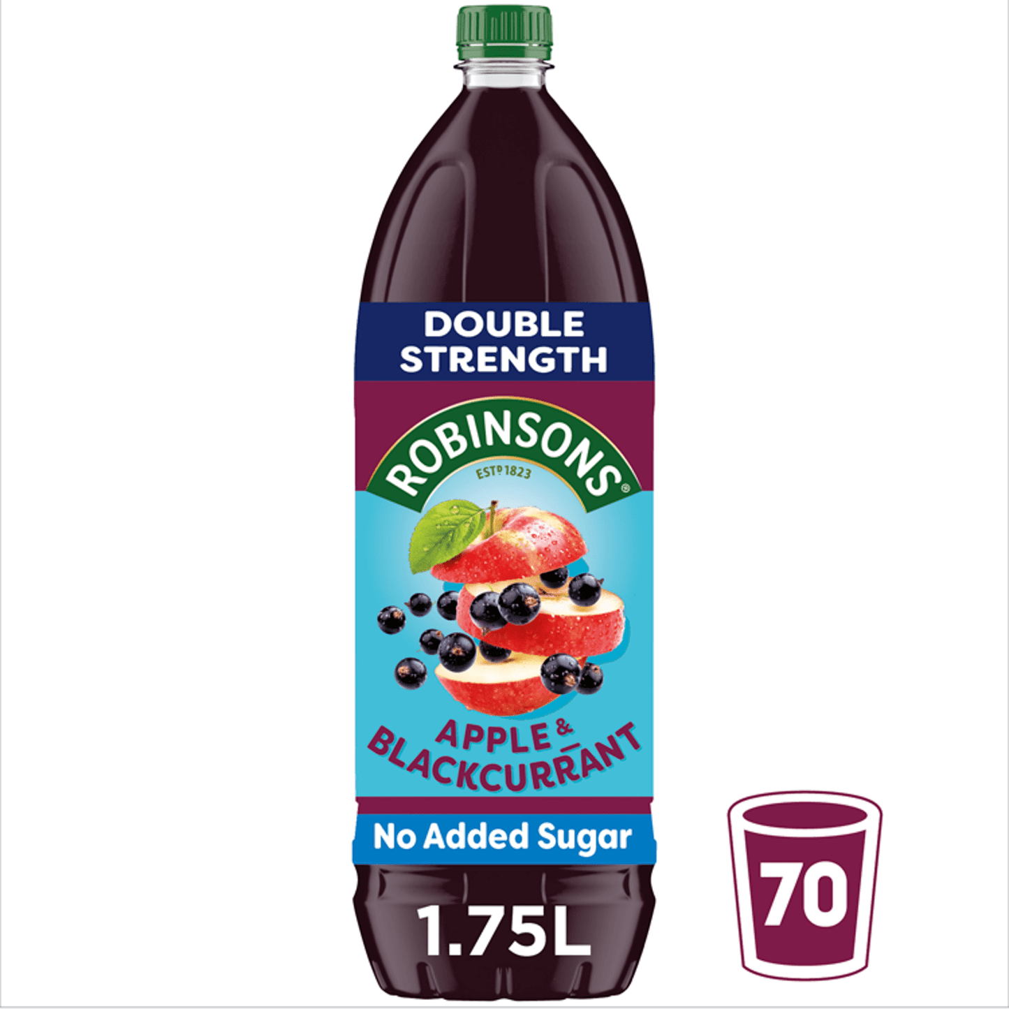 Robinsons Double Strength Apple & Blackcurrant No Added Sugar Fruit Squash 1.75L - UK Food & Drink - 5010102115491