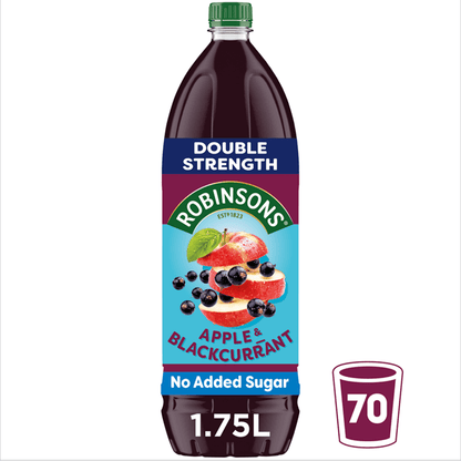 Robinsons Double Strength Apple & Blackcurrant No Added Sugar Fruit Squash 1.75L - UK Food & Drink - 5010102115491