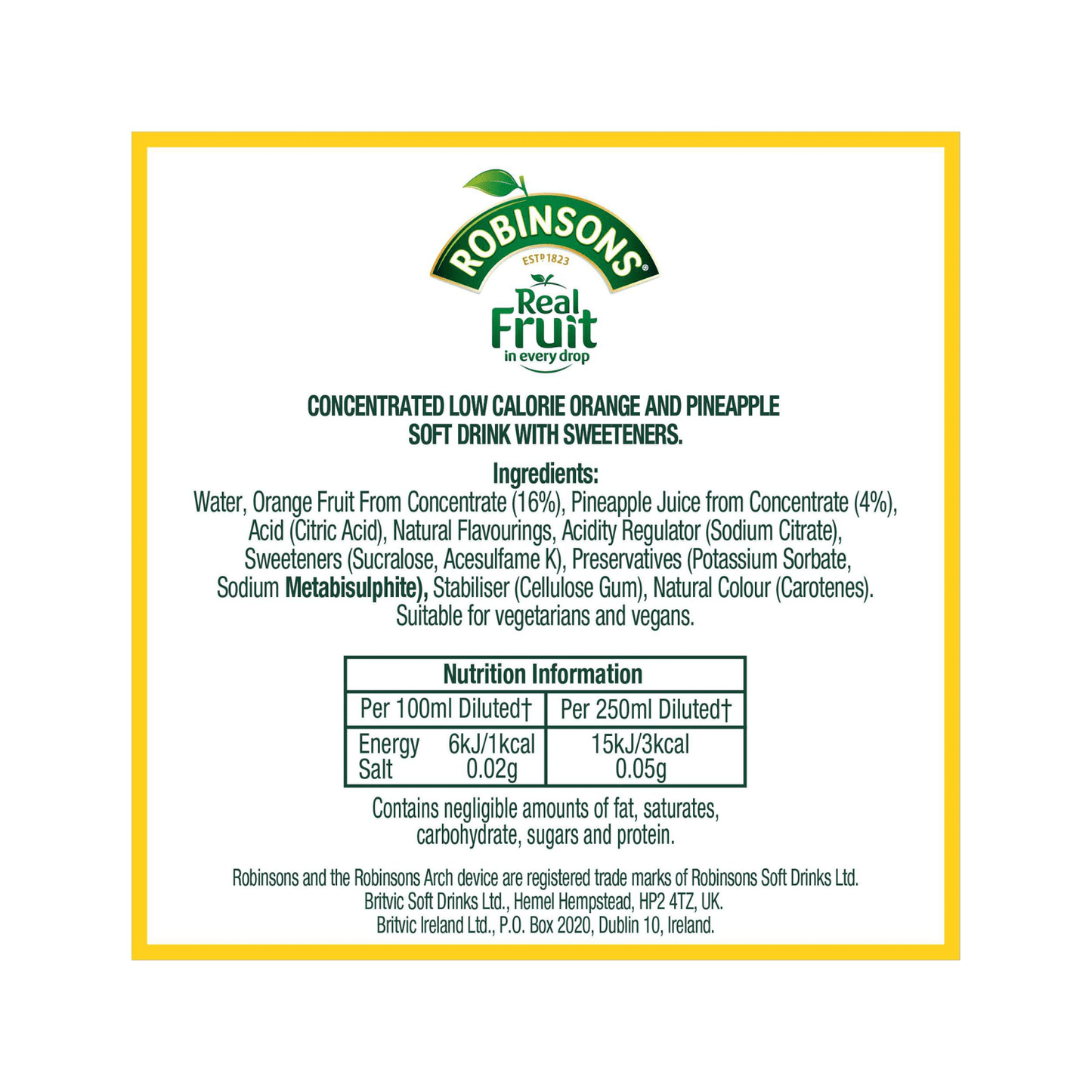 Robinsons Double Strength Orange & Pineapple 750ml - UK Food & Drink - 5010102245181