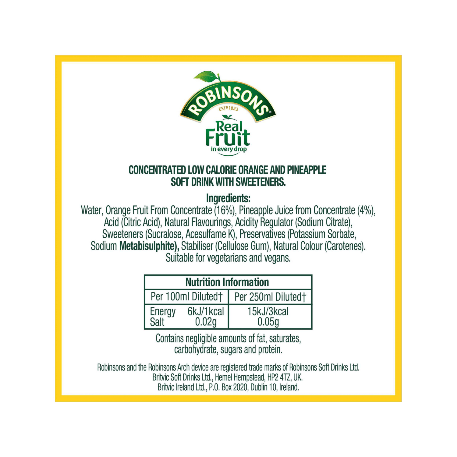 Robinsons Double Strength Orange & Pineapple 750ml - UK Food & Drink - 5010102245181