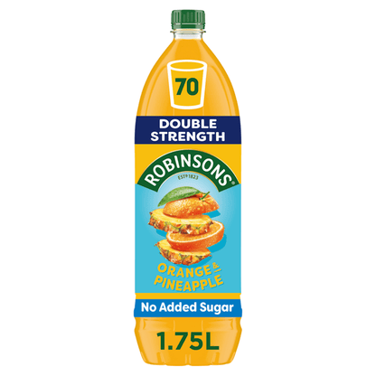 Robinsons Double Strength Orange & Pineapple No Added Sugar Fruit Squash 1.75 L - UK Food & Drink - 5010102115545
