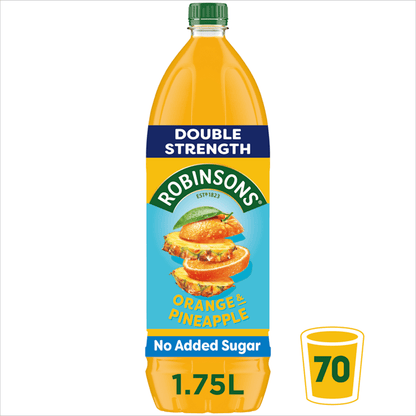 Robinsons Double Strength Orange & Pineapple No Added Sugar Fruit Squash 1.75 L - UK Food & Drink - 5010102115545