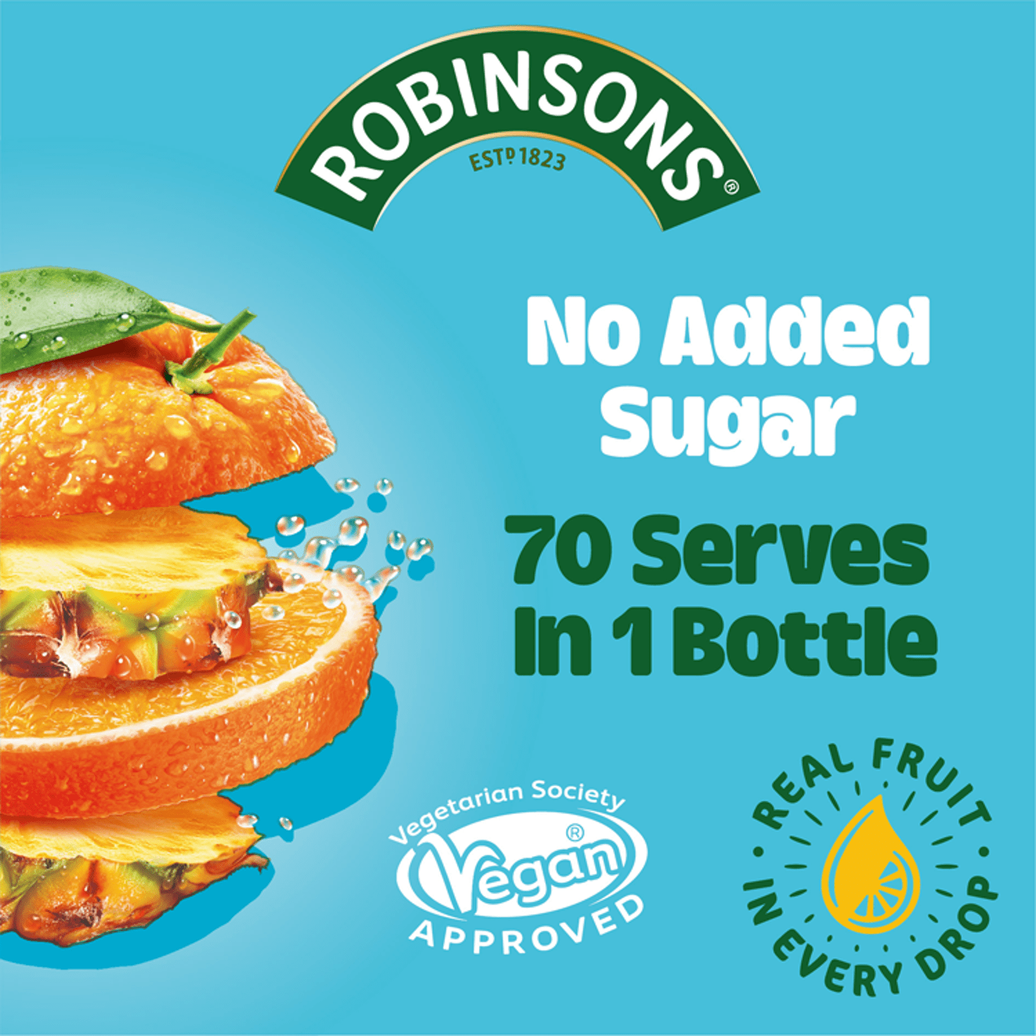 Robinsons Double Strength Orange & Pineapple No Added Sugar Fruit Squash 1.75 L - UK Food & Drink - 5010102115545