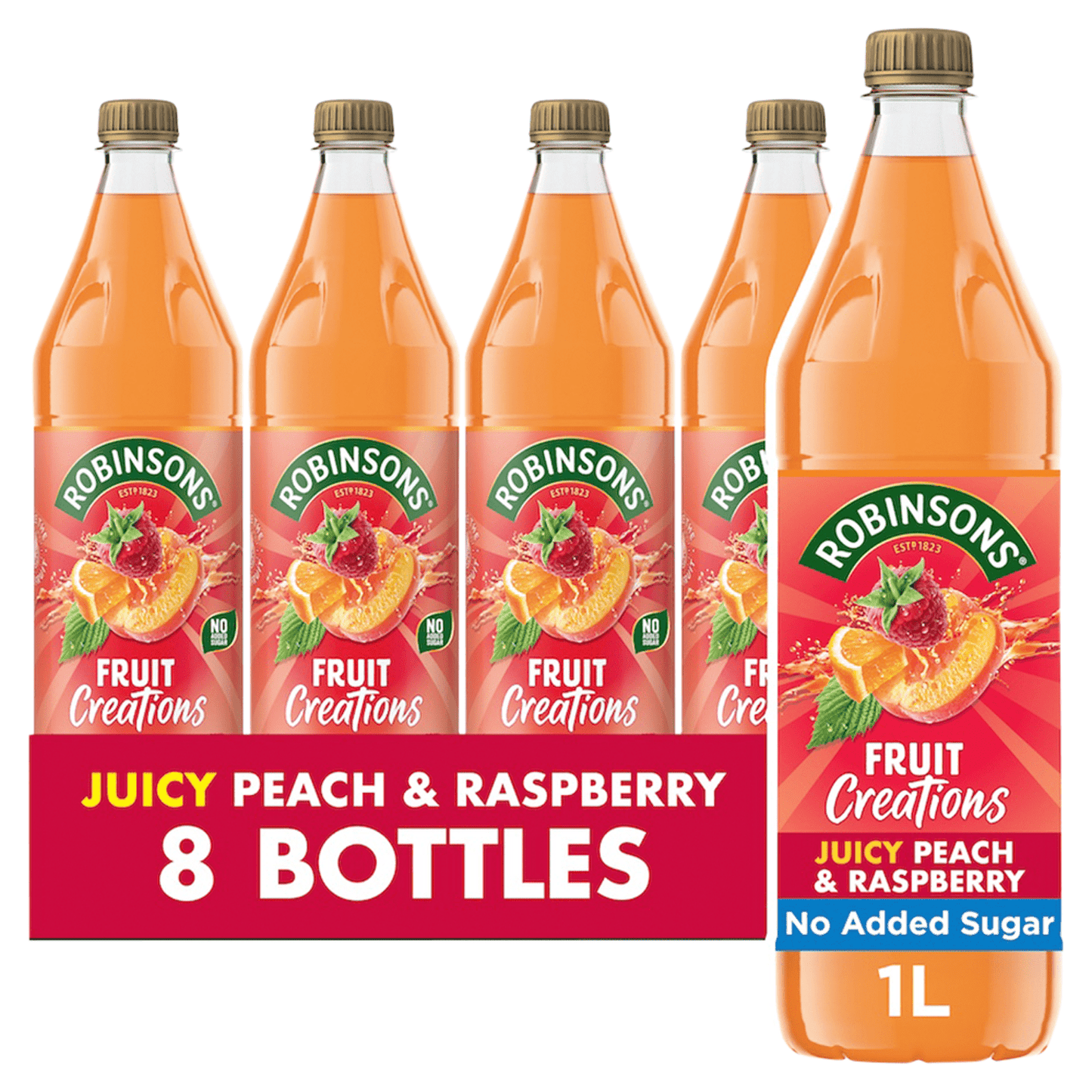 Robinsons Fruit Creations Peach & Raspberry 1L - UK Food & Drink - 5010102240421
