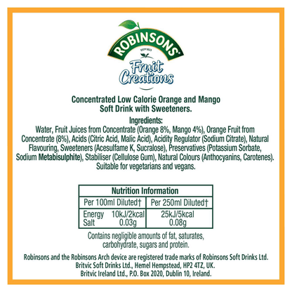 Robinsons Fruit Creations Zesty Orange and Mango 1L - UK Food & Drink - 5010102240384