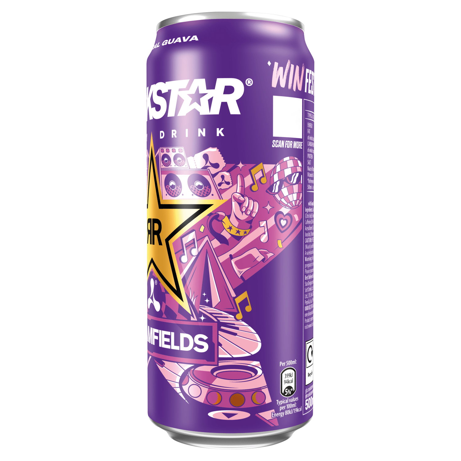 Rockstar Tropical Guava Energy Drink 500ml - UK Food & Drink - 5000382024255