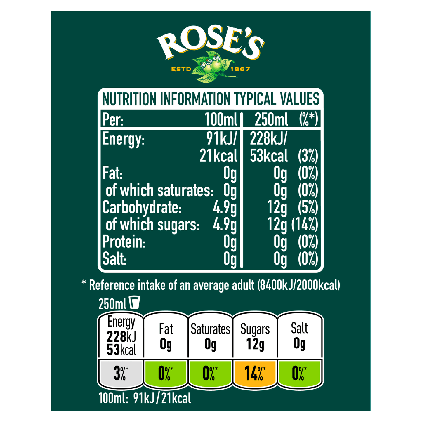 Rose's Lime Juice Cordial 1L - UK Food & Drink - 5000193140946