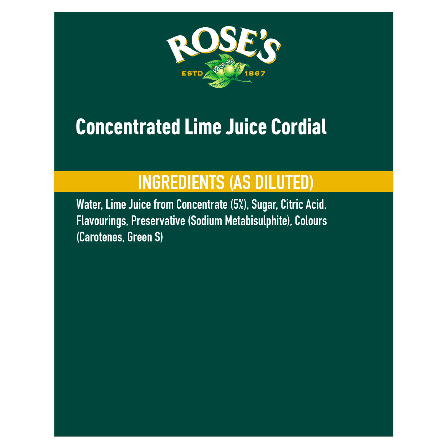 Rose's Lime Juice Cordial 1L - UK Food & Drink - 5000193140946