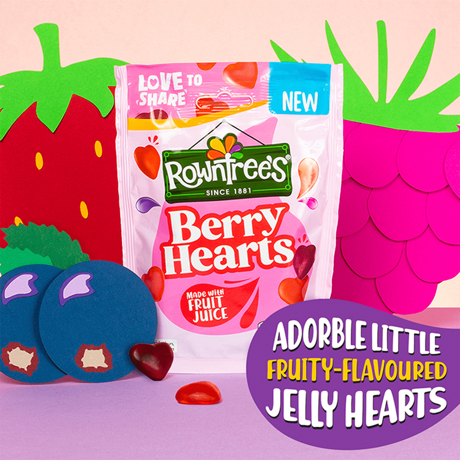 Rowntree's Berry Hearts 115g - UK Food & Drink - 8593893786059