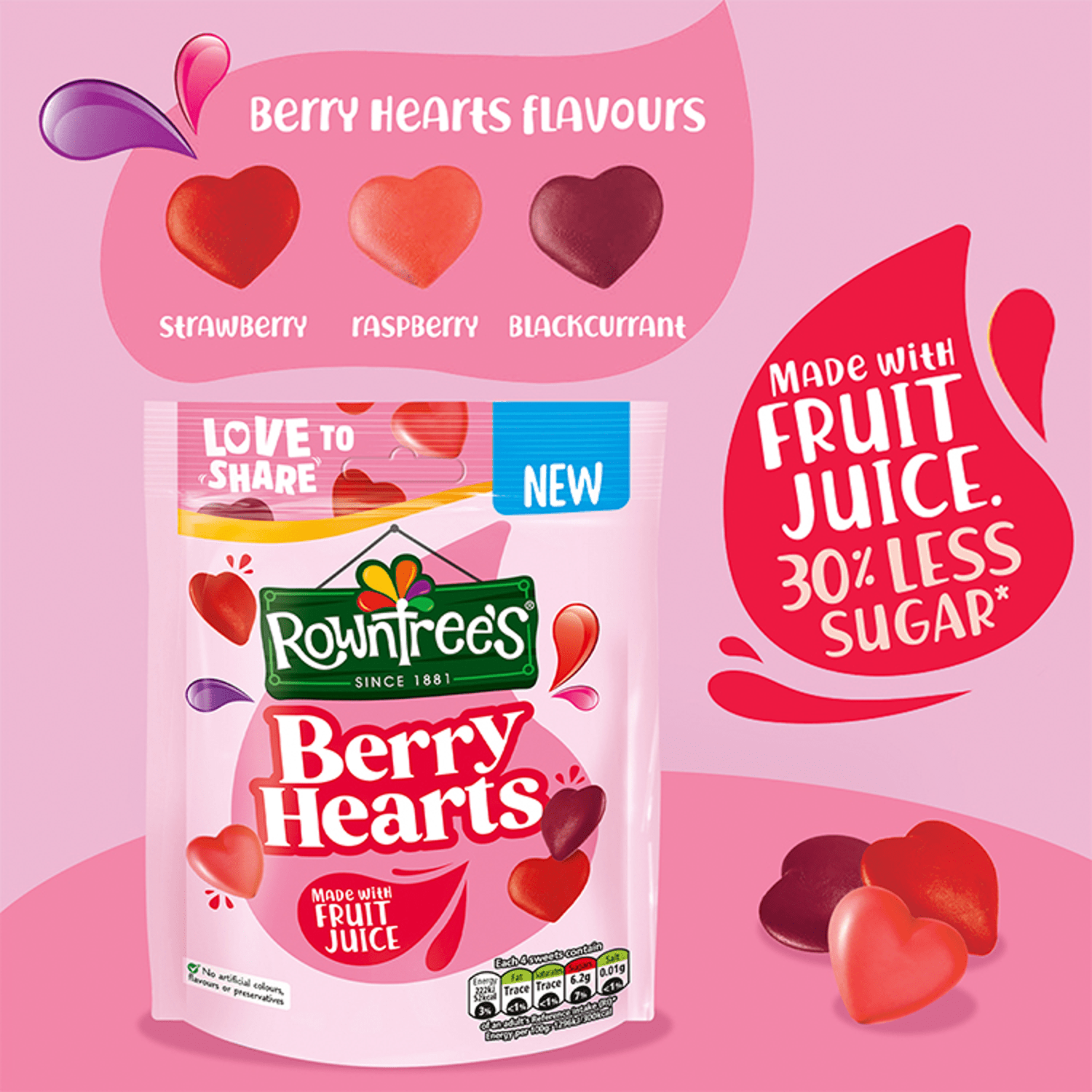 Rowntree's Berry Hearts 115g - UK Food & Drink - 8593893786059