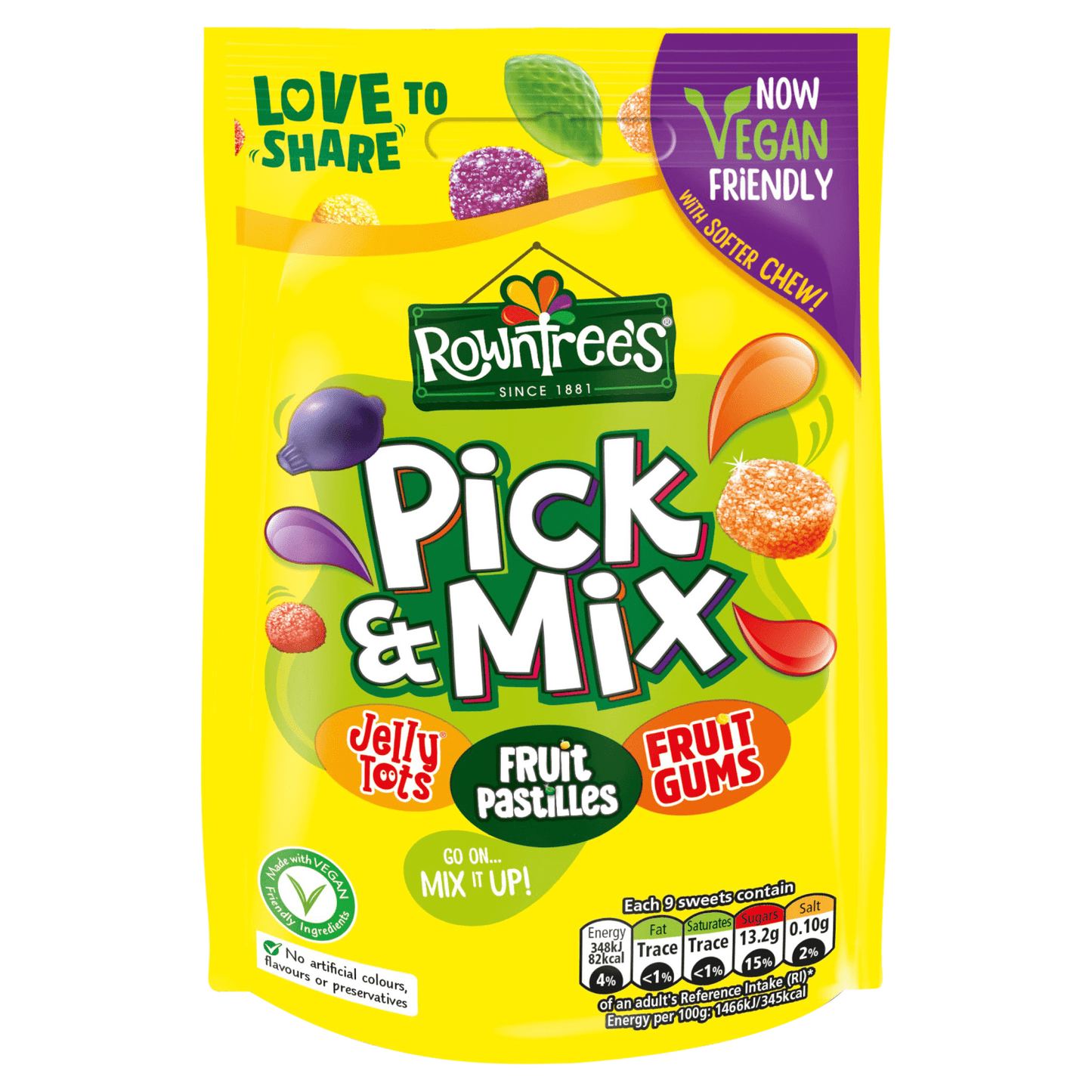Rowntree's Pick & Mix Vegan Friendly Sweets Sharing Bag 150g - UK Food & Drink - 8445290094148