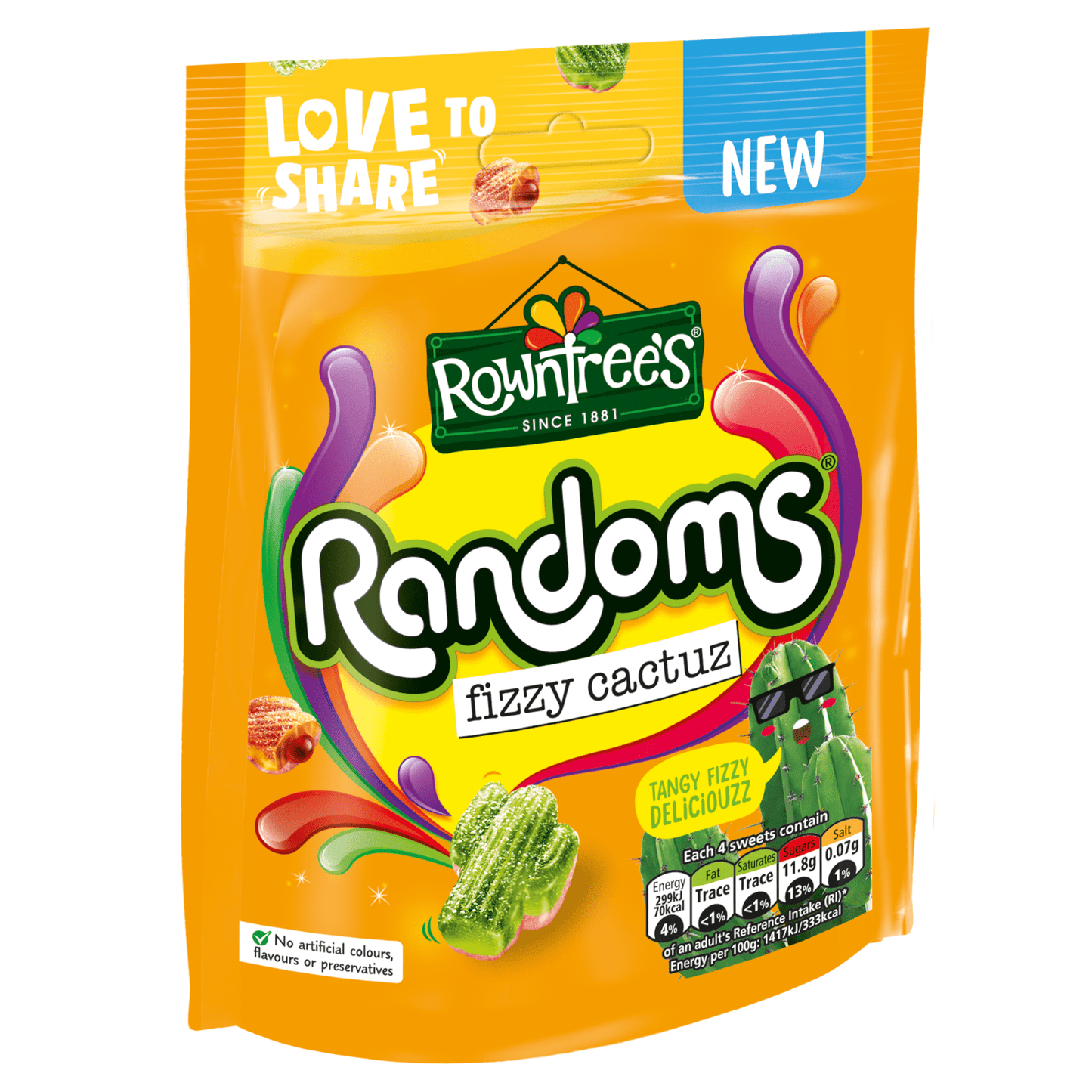 Rowntree's Randoms Fizzy Cactuz 130g - UK Food & Drink - 8593893789449