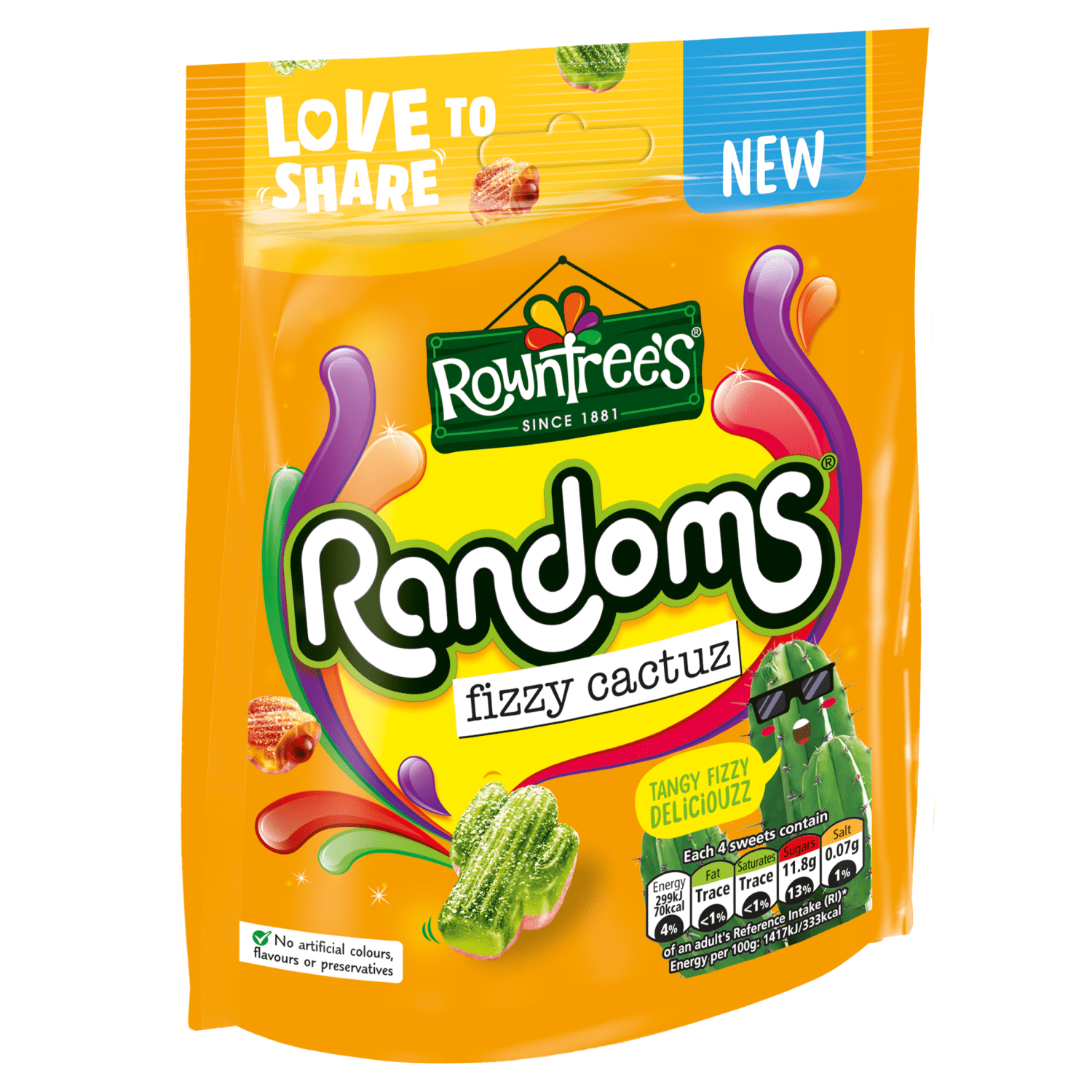 Rowntree's Randoms Fizzy Cactuz 130g - UK Food & Drink - 8593893789449